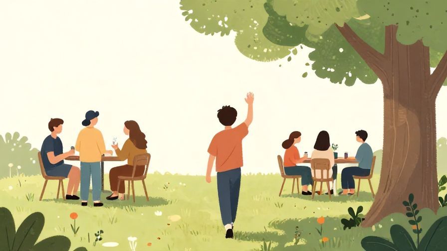 Illustration%20of%20a%20person%20waving%20goodbye%20softly%20while%20walking%20away%20from%20a%20group%20chatting%20under%20a%20tree.%20Calm%20colors%2C%20illustrated%20style