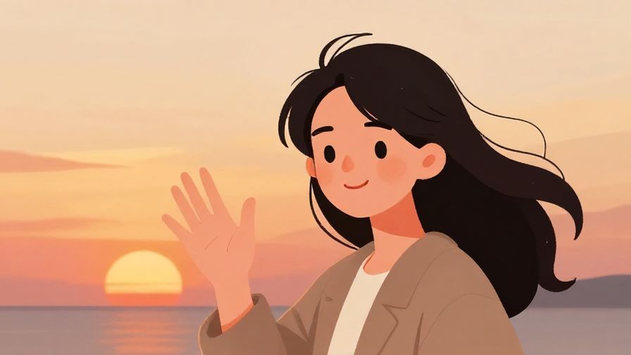 Illustration%20of%20a%20person%20waving%20goodbye%20with%20a%20soft%20smile%2C%20sunset%20background%20with%20warm%20colors%20and%20gentle%20breeze.%20Illustrated%20style