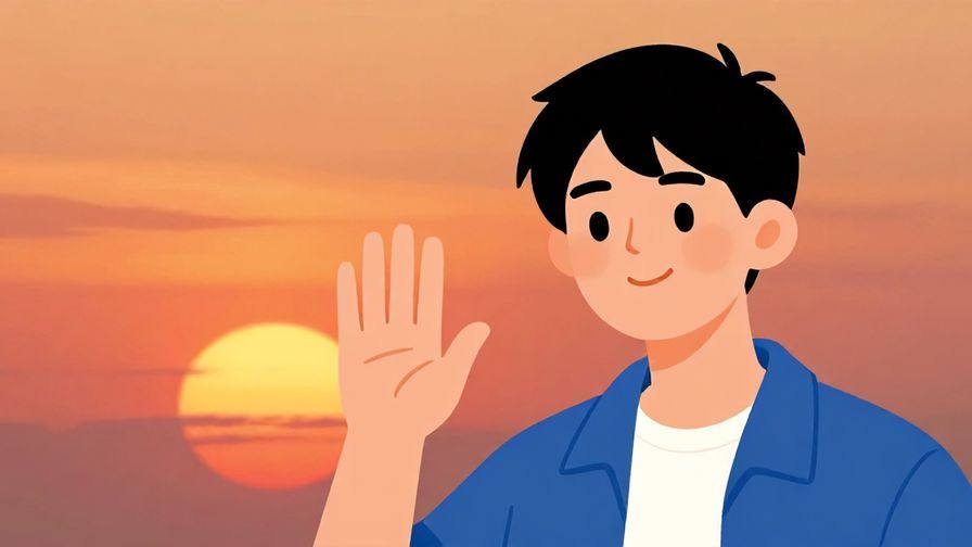 Illustration%20of%20a%20person%20waving%20goodbye%20with%20a%20gentle%20smile%2C%20sunset%20background%2C%20vibrant%20colors%2C%20illustrated%20style