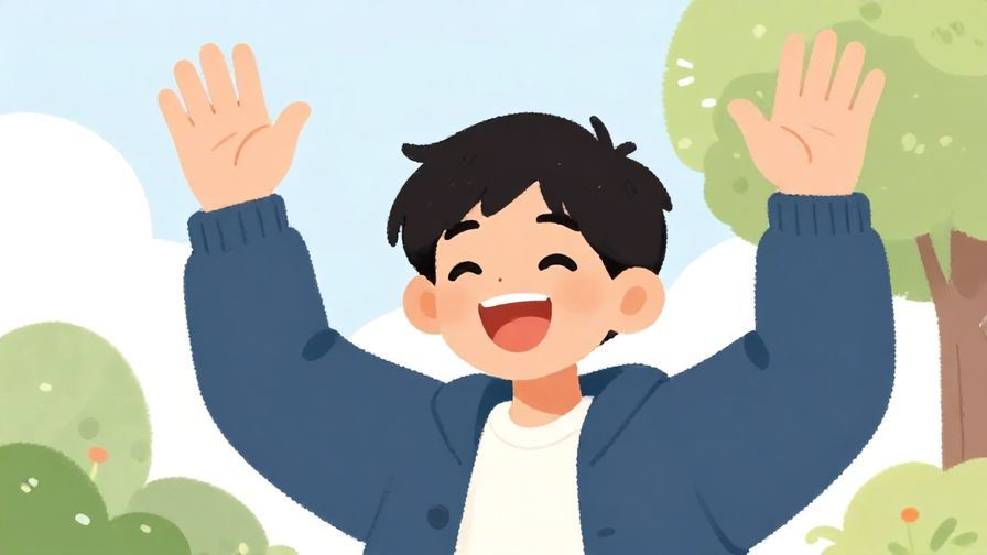 Illustration%20of%20a%20person%20waving%20their%20hands%20energetically%20with%20a%20laughing%20expression%2C%20casual%20outdoor%20setting%2C%20illustrated%20style