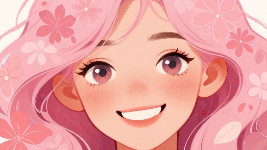 Illustration%20of%20a%20person%20with%20a%20bright%20smile%20and%20sparkling%20eyes%2C%20surrounded%20by%20soft%20pink%20floral%20patterns%20and%20gentle%20floating%20leaves.%20Vibrant%20colors%2C%20illustrated%20style