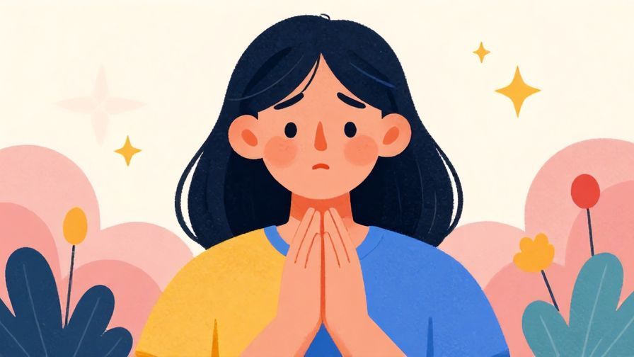 Illustration%20of%20a%20person%20with%20a%20pleading%20expression%2C%20hands%20clasped%20together%20in%20front%20of%20a%20soft%20background%20with%20stars%20and%20floral%20elements%2C%20vibrant%20colors%2C%20illustrated%20style