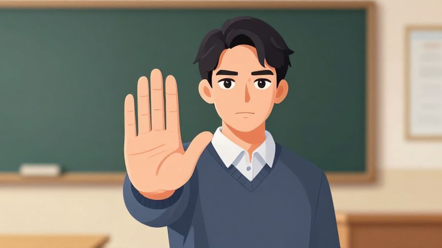 Illustration%20of%20a%20person%20with%20a%20serious%20but%20polite%20expression%20gesturing%20to%20stop%2C%20classroom%20background%2C%20illustrated%20style