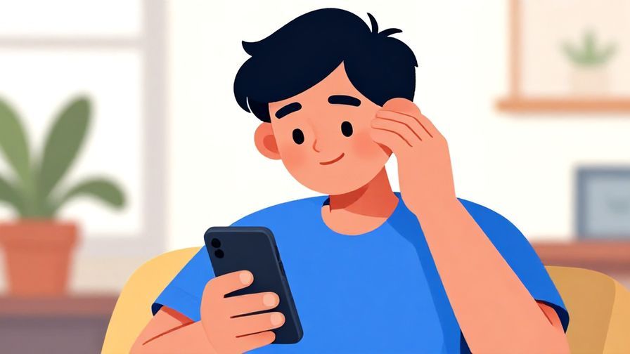 Illustration%20of%20a%20person%20with%20a%20smiling%20face%20holding%20a%20phone%20and%20shaking%20their%20head%20gently%2C%20bright%20room%20background%2C%20vibrant%20colors%2C%20illustrated%20style