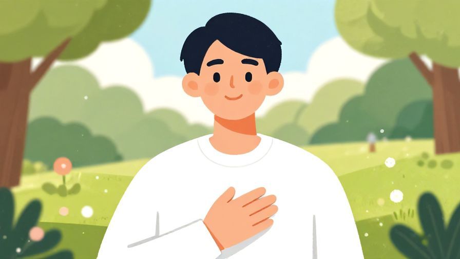 Illustration%20of%20a%20person%20with%20a%20smiling%20face%20and%20hand%20on%20heart%2C%20sunny%20park%20background%2C%20illustrated%20style