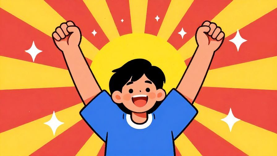 Illustration%20of%20a%20person%20with%20arms%20raised%20in%20victory%20and%20a%20big%20smile%20with%20sunrays%20and%20stars%20in%20the%20background%2C%20vibrant%20colors%2C%20illustrated%20style