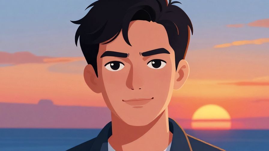 Illustration%20of%20a%20person%20with%20determined%20expression%20giving%20a%20soft%20smile%2C%20sunset%20background%2C%20vibrant%20colors%2C%20illustrated%20style