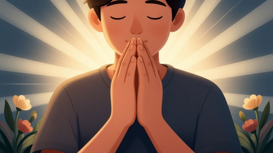 Illustration%20of%20a%20person%20with%20hands%20pressed%20together%20in%20gratitude%2C%20eyes%20closed%20peacefully%2C%20surrounded%20by%20soft%20light%20rays%20and%20floral%20elements.%20Illustrated%20style