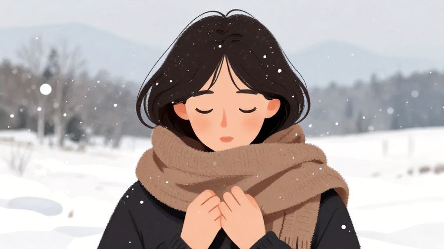 Illustration%20of%20a%20person%20wrapped%20in%20a%20warm%20scarf%20on%20a%20cold%20day%2C%20peaceful%20expression%2C%20snowy%20background%2C%20illustrated%20style