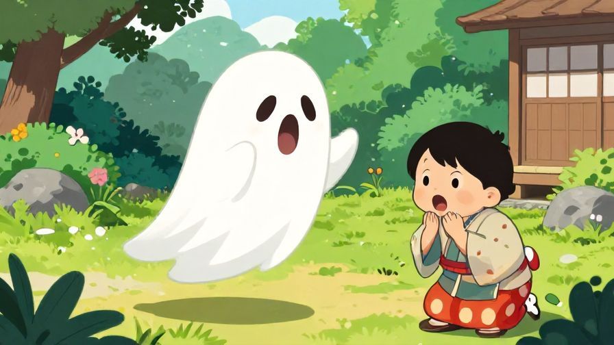 Illustration%20of%20a%20playful%20ghost%20or%20spirit%20hovering%20over%20a%20surprised%20person%20in%20a%20Japanese%20garden%20setting%2C%20vibrant%20colors%2C%20illustrated%20style