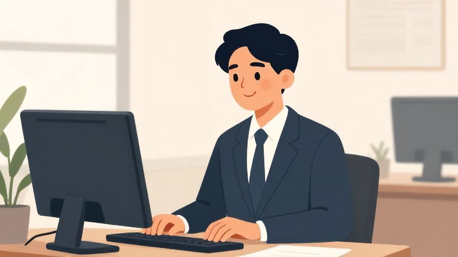 Illustration%20of%20a%20professional%20person%20in%20an%20office%20setting%2C%20smiling%20politely%20while%20working%20at%20a%20desk%2C%20soft%20lighting%2C%20illustrated%20style