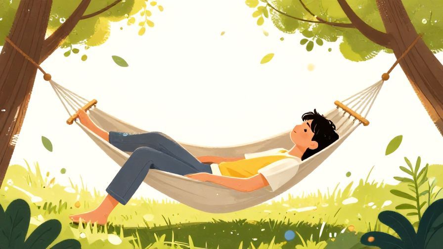 Illustration%20of%20a%20relaxed%20person%20lying%20on%20a%20hammock%20under%20a%20tree%2C%20with%20soft%20sunlight%20and%20floating%20leaves%20around%20them%2C%20vibrant%20colors%2C%20illustrated%20style