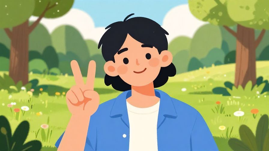 Illustration%20of%20a%20relaxed%20person%20making%20a%20peace%20sign%20with%20a%20bright%20daytime%20park%20background%2C%20vibrant%20colors%2C%20illustrated%20style