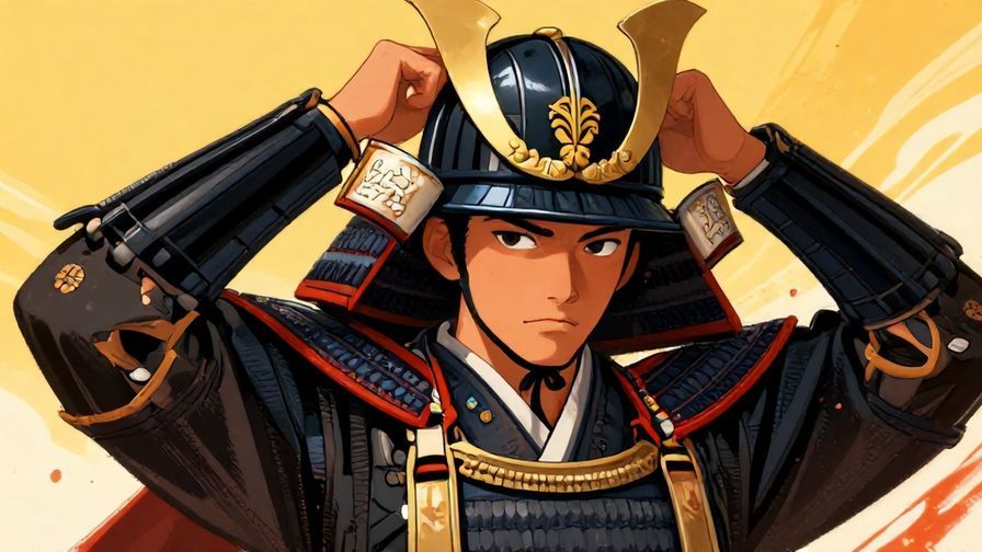 Illustration%20of%20a%20samurai%20adjusting%20his%20helmet%20after%20battle%2C%20calm%20and%20focused%20expression%2C%20vibrant%20colors%2C%20illustrated%20style