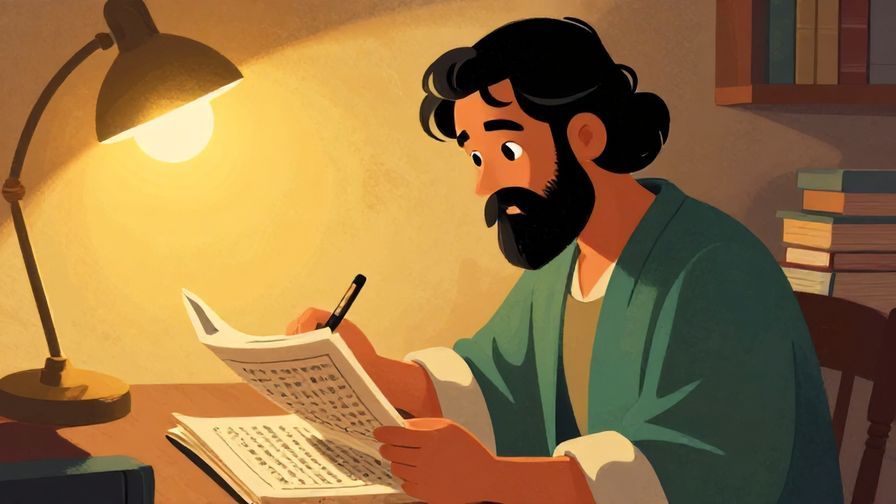 Illustration%20of%20a%20scholar%20studying%20ancient%20texts%20under%20warm%20lamplight%2C%20vibrant%20colors%2C%20illustrated%20style