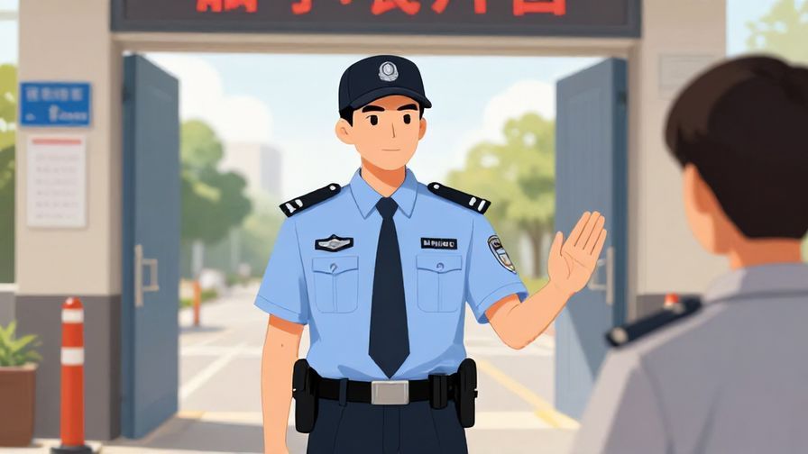 Illustration%20of%20a%20security%20officer%20politely%20gesturing%20someone%20to%20stop%20with%20a%20calm%20expression%2C%20entrance%20gate%2C%20illustrated%20style