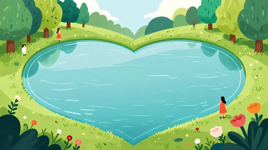 Illustration%20of%20a%20serene%20heart-shaped lake%20with%20calm%20water%2C%20surrounded%20by%20trees%20and%20flowers%2C%20stylized%20characters%20reflecting%20peaceful%20thoughts%2C%20vibrant%20colors