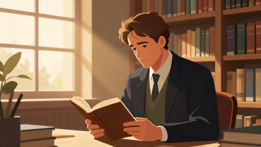 Illustration%20of%20a%20serious%20scholar%20reading%20books%20in%20a%20library%20with%20sunlight%20streaming%20through%20windows%2C%20calm%20ambience%2C%20illustrated%20style