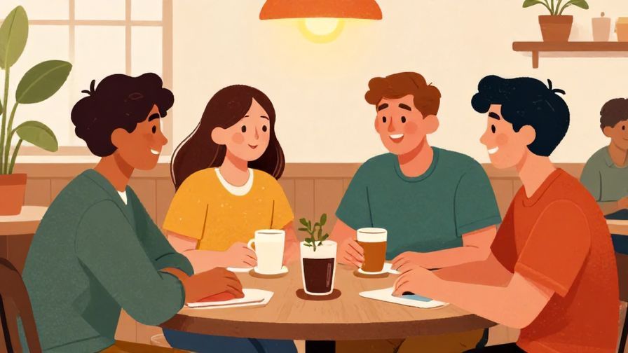 Illustration%20of%20a%20small%20group%20of%20friends%20chatting%20and%20smiling%20in%20a%20cozy%20cafe%20environment%2C%20warm%20lighting%2C%20vibrant%20colors%2C%20illustrated%20style