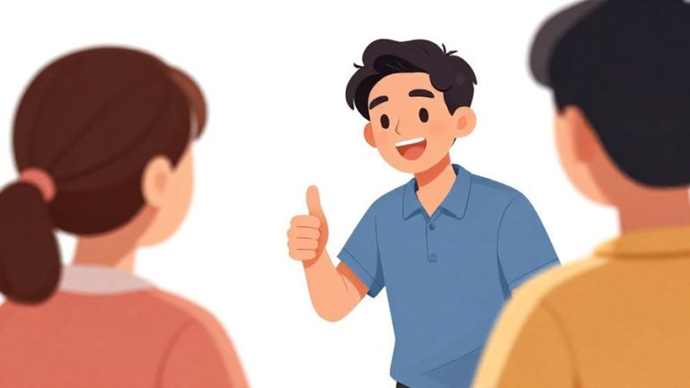 Illustration%20of%20a%20smiling%20friend%20giving%20a%20thumbs-up%20to%20someone%20about%20to%20perform%2C%20bright%20background%2C%20illustrated%20style