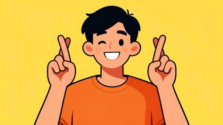Illustration%20of%20a%20smiling%20person%20crossing%20their%20fingers%20playfully%20to%20make%20a%20promise%2C%20bright%20vibrant%20colors%2C%20illustrated%20style