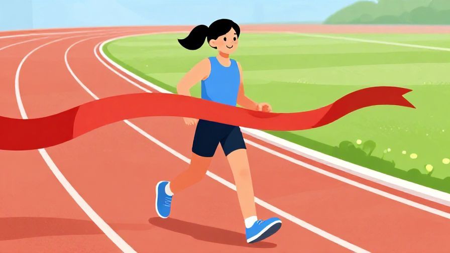 Illustration%20of%20a%20smiling%20person%20crossing%20a%20finish%20line%20while%20calm%20and%20collected%2C%20bright%20race%20track%20background%2C%20vibrant%20colors%2C%20illustrated%20style