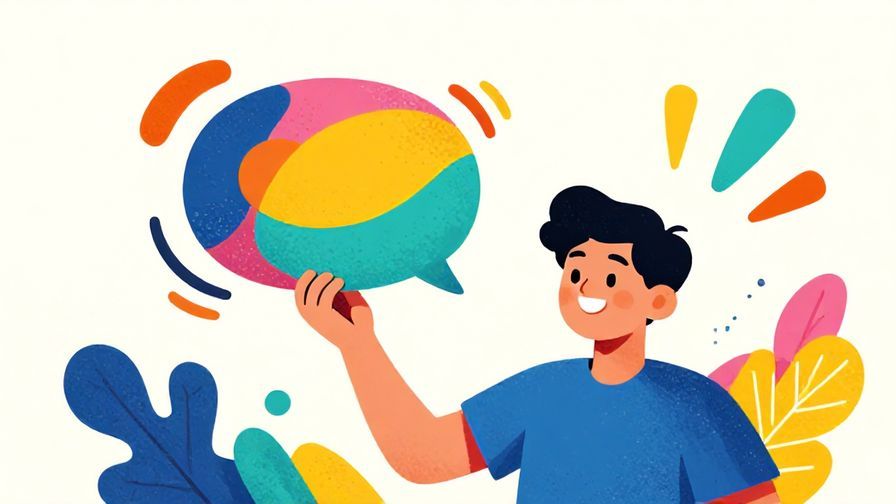 Illustration%20of%20a%20smiling%20person%20holding%20a%20colorful%20speech%20bubble%20with%20abstract%20floating%20shapes%20around%20them%2C%20detailed%20background%2C%20vibrant%20colors%2C%20illustrated%20style