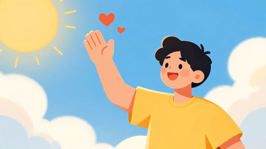 Illustration%20of%20a%20smiling%20person%20waving%20from%20afar%20with%20floating%20hearts%20and%20a%20sunny%20sky%20background%2C%20vibrant%20colors%2C%20illustrated%20style