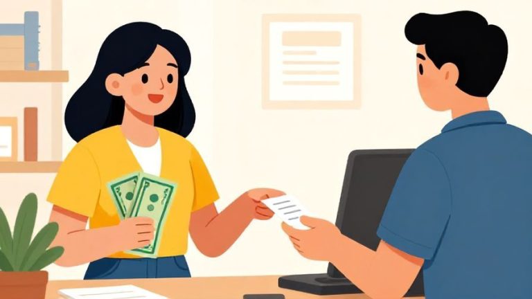 Illustration%20of%20a%20smiling%20shopper%20holding%20cash%20and%20pointing%20to%20a%20small%20receipt%20being%20handed%20over%20by%20a%20cashier%2C%20vibrant%20colors%2C%20illustrated%20style