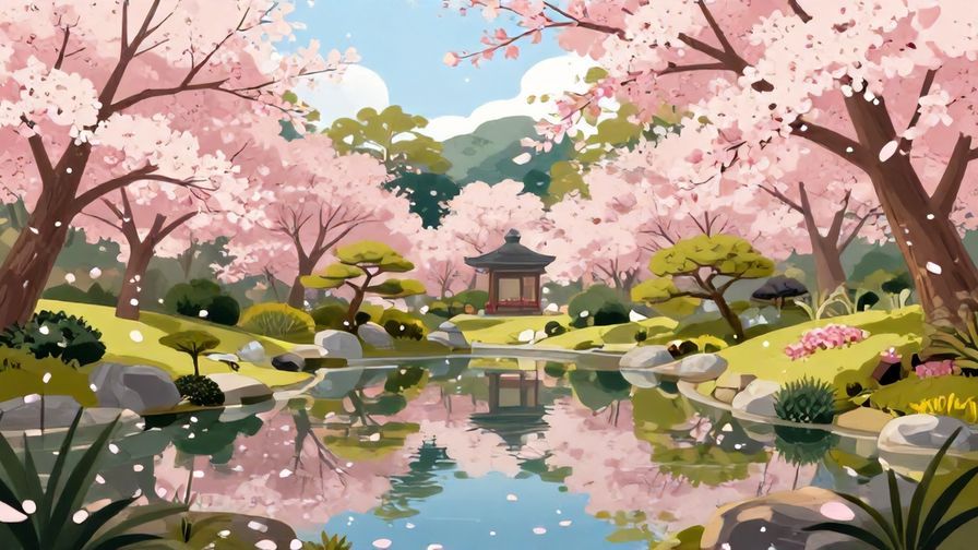 Illustration%20of%20a%20softly%20lit%20Japanese%20garden%20with%20floating%20cherry%20blossom%20petals%20and%20a%20calm%20pond%20reflecting%20the%20sky%2C%20vibrant%20colors%2C%20illustrated%20style