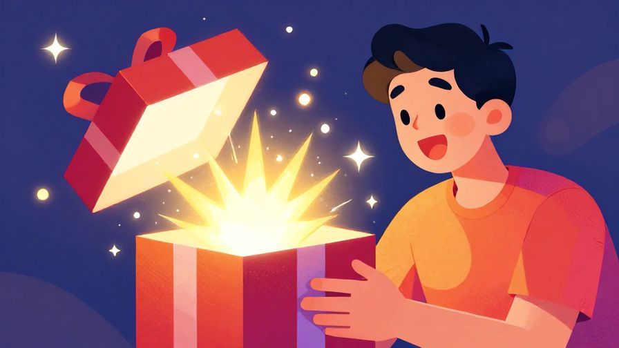 Illustration%20of%20a%20sparkling%20gift%20box%20opening%20with%20bright%20lights%20bursting%20out%2C%20a%20person%20looking%20amazed%20and%20smiling%2C%20colorful%20and%20vibrant%20illustrated%20style