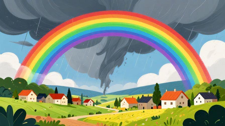 Illustration%20of%20a%20storm%20turning%20into%20a%20rainbow%20over%20a%20village%2C%20symbolizing%20turning%20bad%20luck%20into%20good%20luck%2C%20bright%20colors%2C%20illustrated%20style