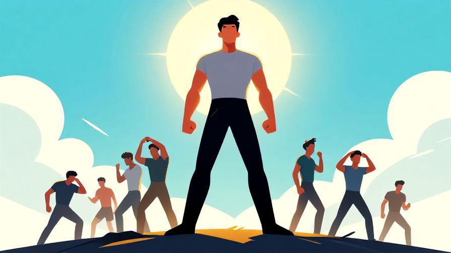 Illustration%20of%20a%20strong%2C%20confident%20figure%20standing%20proudly%20on%20a%20hilltop%2C%20with%20other%20figures%20in%20the%20background%20looking%20struggling.%20Bright%20sky%2C%20sunlight%20glowing%20around%20the%20strong%20person.%20Illustrated%20style%20with%20vibrant%20colors.