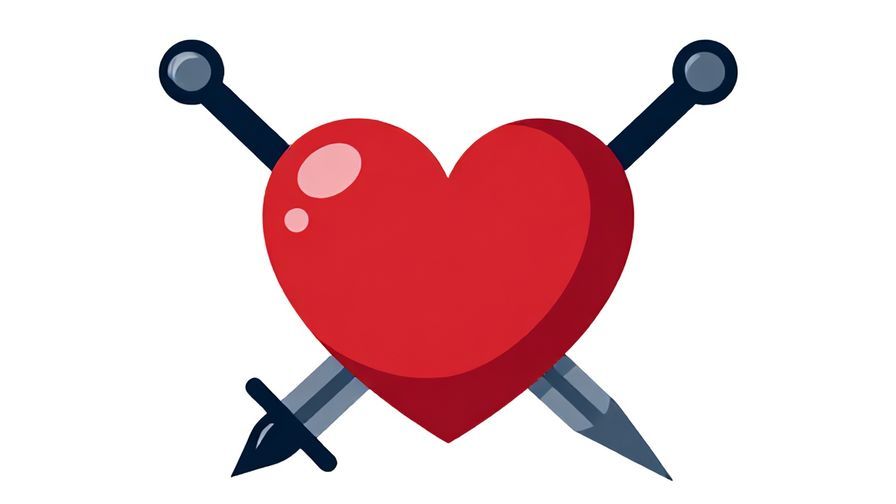 Illustration%20of%20a%20stylized%20heart%20and%20crossed%20swords%20behind%20it%2C%20symbolizing%20love%20as%20a%20battle%2C%20bright%20colors%2C%20illustrated%20style