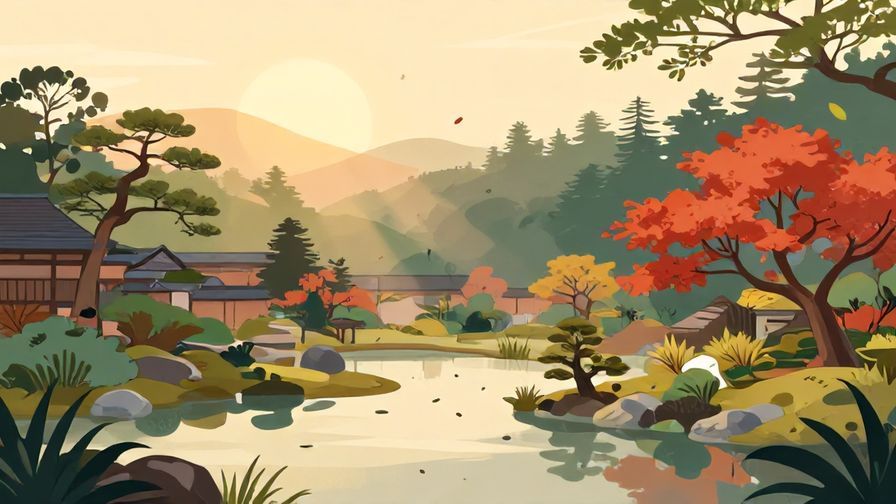 Illustration%20of%20a%20sunrise%20over%20a%20traditional%20Japanese%20garden%20with%20soft%20light%20rays%2C%20floating%20leaves%2C%20and%20vibrant%20colors%20in%20an%20illustrated%20style