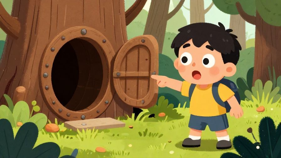 Illustration%20of%20a%20surprised%20character%20pointing%20at%20a%20hidden%20trapdoor%20in%20a%20forest%20setting%2C%20bright%20colors%2C%20expressive%20faces%2C%20illustrated%20style