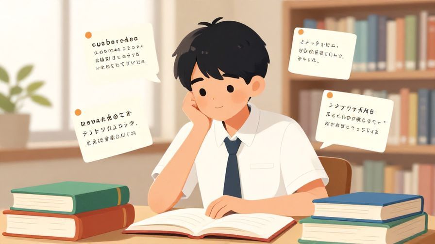 Illustration%20of%20a%20thoughtful%20student%20studying%20Japanese%20phrases%2C%20colorful%20books%20and%20notes%20around%20them%2C%20bright%20library%20background%2C%20illustrated%20style