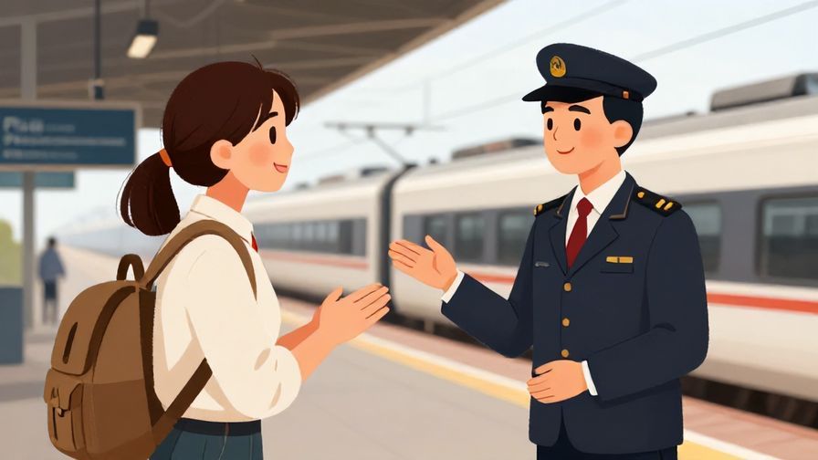 Illustration%20of%20a%20tourist%20politely%20asking%20a%20station%20attendant%20with%20a%20friendly%20smile%2C%20detailed%20train%20station%20background%2C%20illustrated%20style