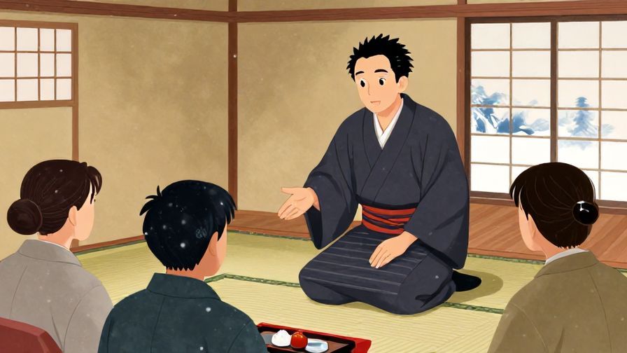 Illustration%20of%20a%20traditional%20Japanese%20innkeeper%20greeting%20guests%20on%20a%20cold%20day%2C%20stylized%20tatami%20room%20background%2C%20vibrant%20colors