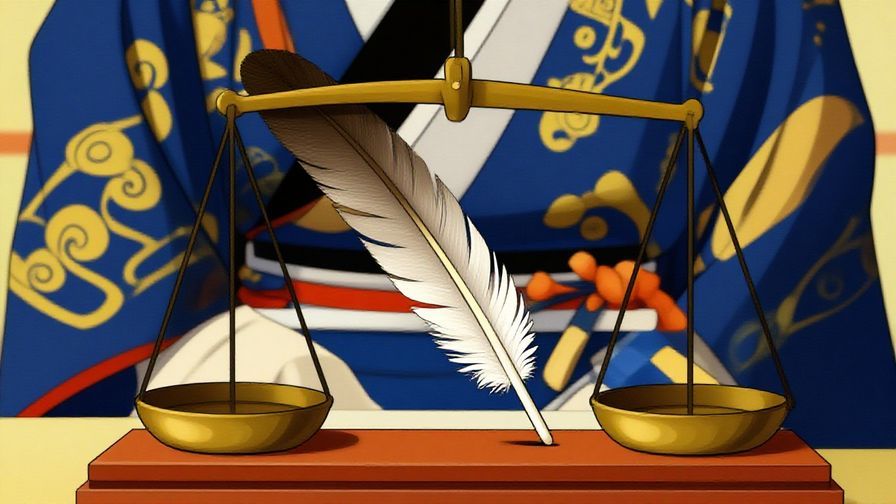 Illustration%20of%20a%20traditional%20Japanese%20scale%20with%20one%20small%20feather%20making%20it%20tip%20over%2C%20detailed%20background%2C%20vibrant%20colors%2C%20illustrated%20style