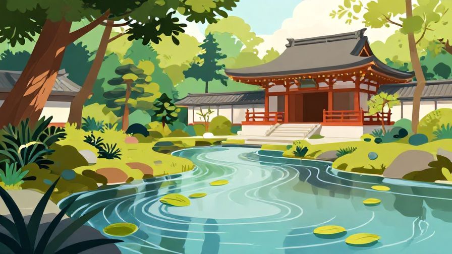 Illustration%20of%20a%20traditional%20Japanese%20temple%20garden%20with%20gentle%20flowing%20water%2C%20floating%20leaves%2C%20and%20soft%20sunlight%20filtering%20through%20trees%2C%20evoking%20peace%20and%20balance%2C%20vibrant%20colors%2C%20illustrated%20style
