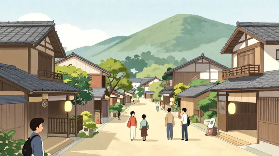 Illustration%20of%20a%20traditional%20Japanese%20village%20scene%2C%20people%20in%20harmonious%20interaction%2C%20gentle%20mountain%20background%2C%20soft%20colors%2C%20illustrated%20style