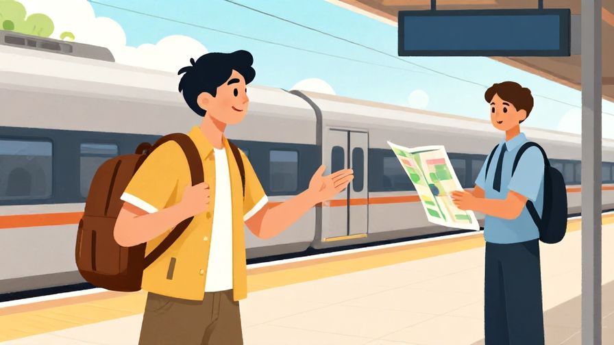 Illustration%20of%20a%20traveler%20holding%20a%20bag%20and%20asking%20a%20station%20attendant%20with%20a%20map%20in%20a%20train%20station.%20Bright%20colors%2C%20illustrated%20style