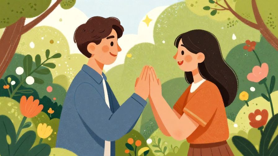 Illustration%20of%20a%20warm%20scene%20with%20two%20people%20exchanging%20smiles%20and%20well-wishes%20in%20a%20garden.%20Illustrated%20style%2C%20vibrant%20colors