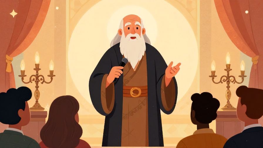 Illustration%20of%20a%20wise%20person%20speaking%20to%20an%20audience%20about%20love%20being%20a%20battle%2C%20formal%20setting%2C%20vibrant%20colors%2C%20illustrated%20style