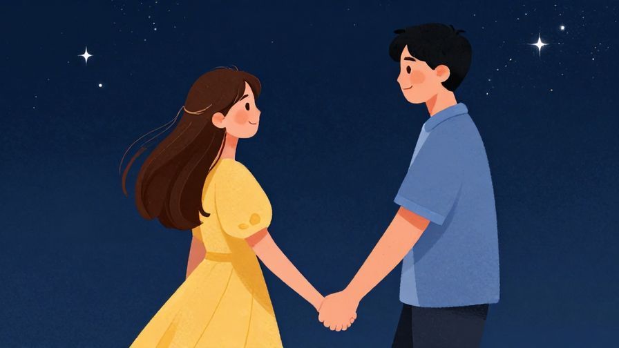Illustration%20of%20a%20young%20couple%20holding%20hands%2C%20smiling%20under%20a%20starry%20sky%2C%20warm%20and%20intimate%20atmosphere%2C%20vibrant%20colors%2C%20illustrated%20style