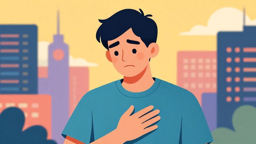 Illustration%20of%20a%20young%20man%20looking%20regretful%20and%20holding%20his%20hand%20to%20his%20chest%2C%20cityscape%20background%2C%20vibrant%20colors%2C%20illustrated%20style