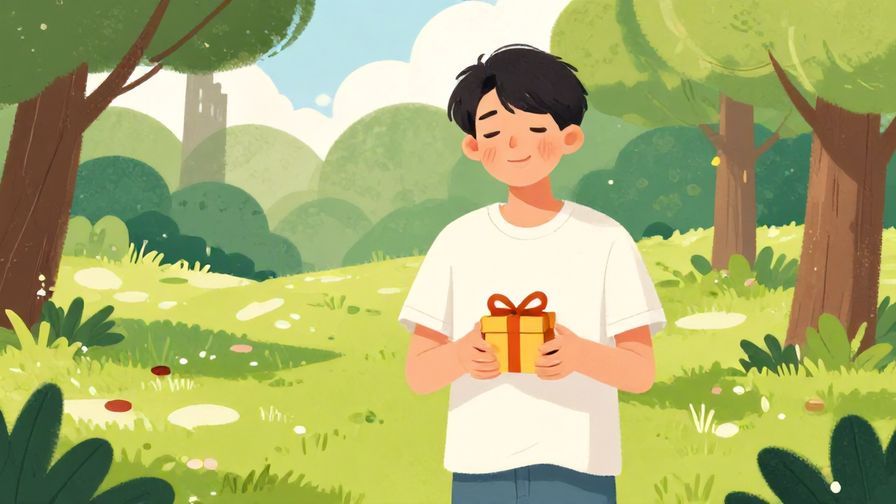 Illustration%20of%20a%20young%20person%20blushing%20while%20giving%20a%20small%20gift%20in%20a%20park%2C%20vibrant%20colors%2C%20illustrated%20style