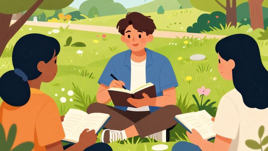 Illustration%20of%20a%20young%20person%20casually%20chatting%20with%20friends%20while%20holding%20a%20notebook%20and%20pen.%20Relaxed%20outdoor%20park%20setting%2C%20vibrant%20colors.