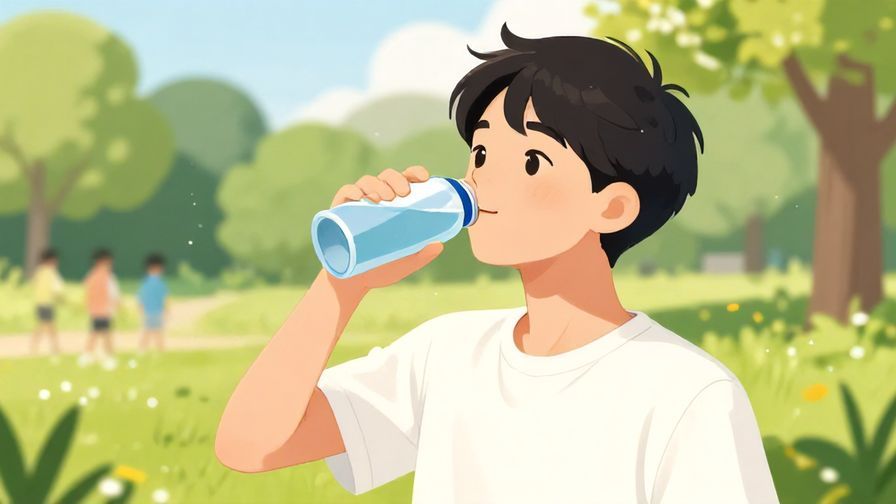 Illustration%20of%20a%20young%20person%20drinking%20water%20with%20a%20smile%2C%20sunny%20park%20background%2C%20vibrant%20colors%2C%20illustrated%20style